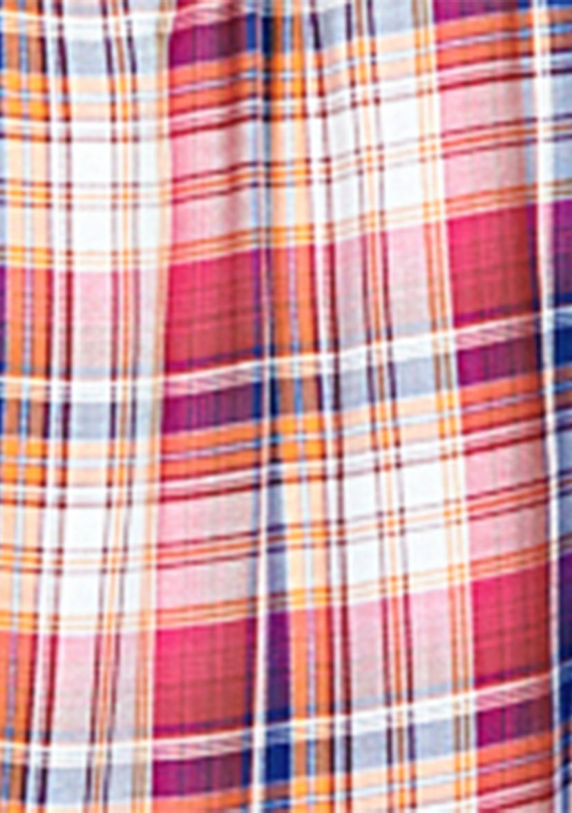 Womens Plaid Woven Top with Tassels