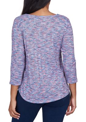 Ruby Rd. Women's Woven Ombre Silk Top Lily Multi L