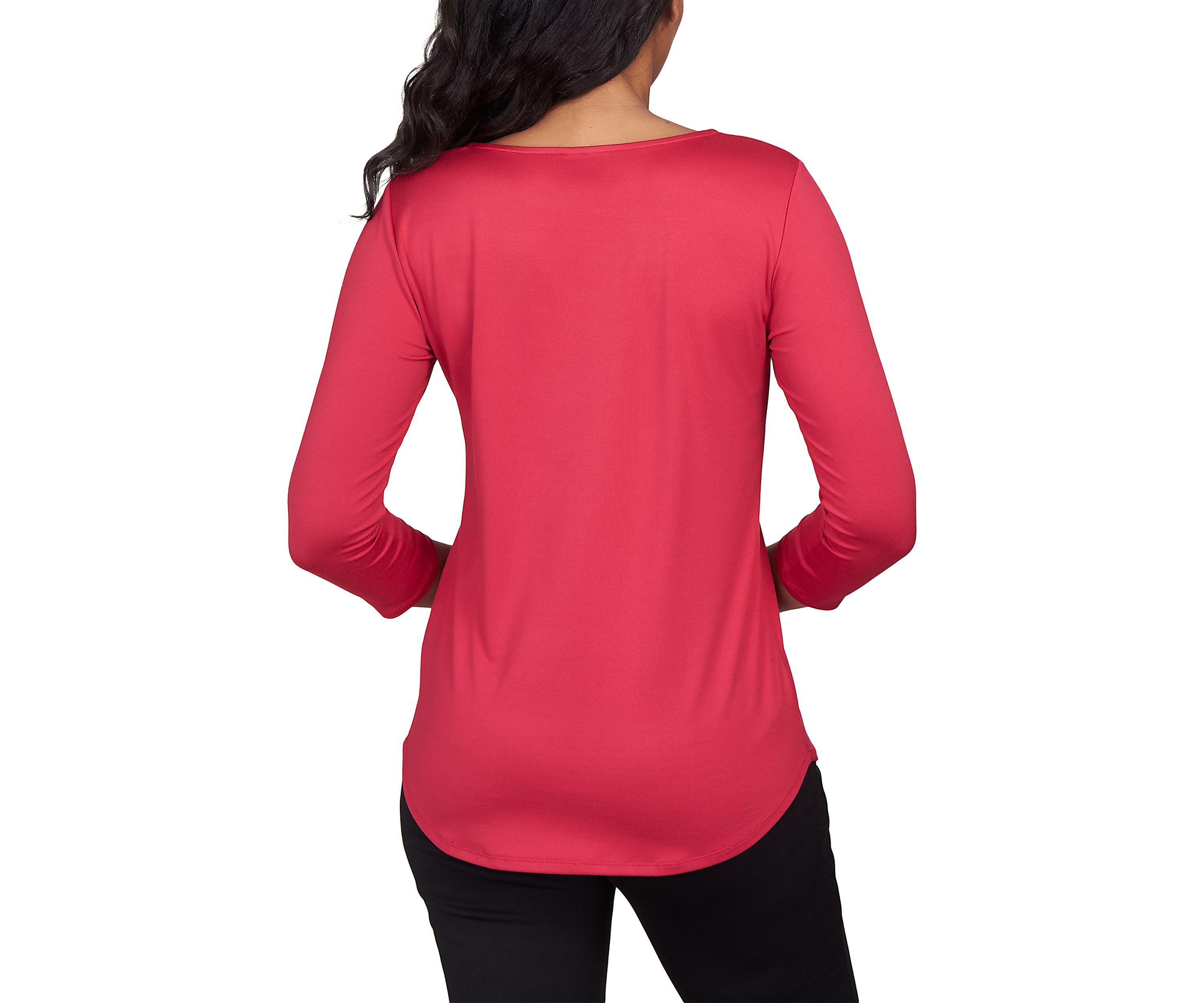 Plus Size Cage Neck Solid Jersey Top