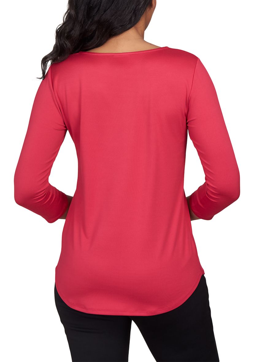 Plus Size Cage Neck Solid Jersey Top