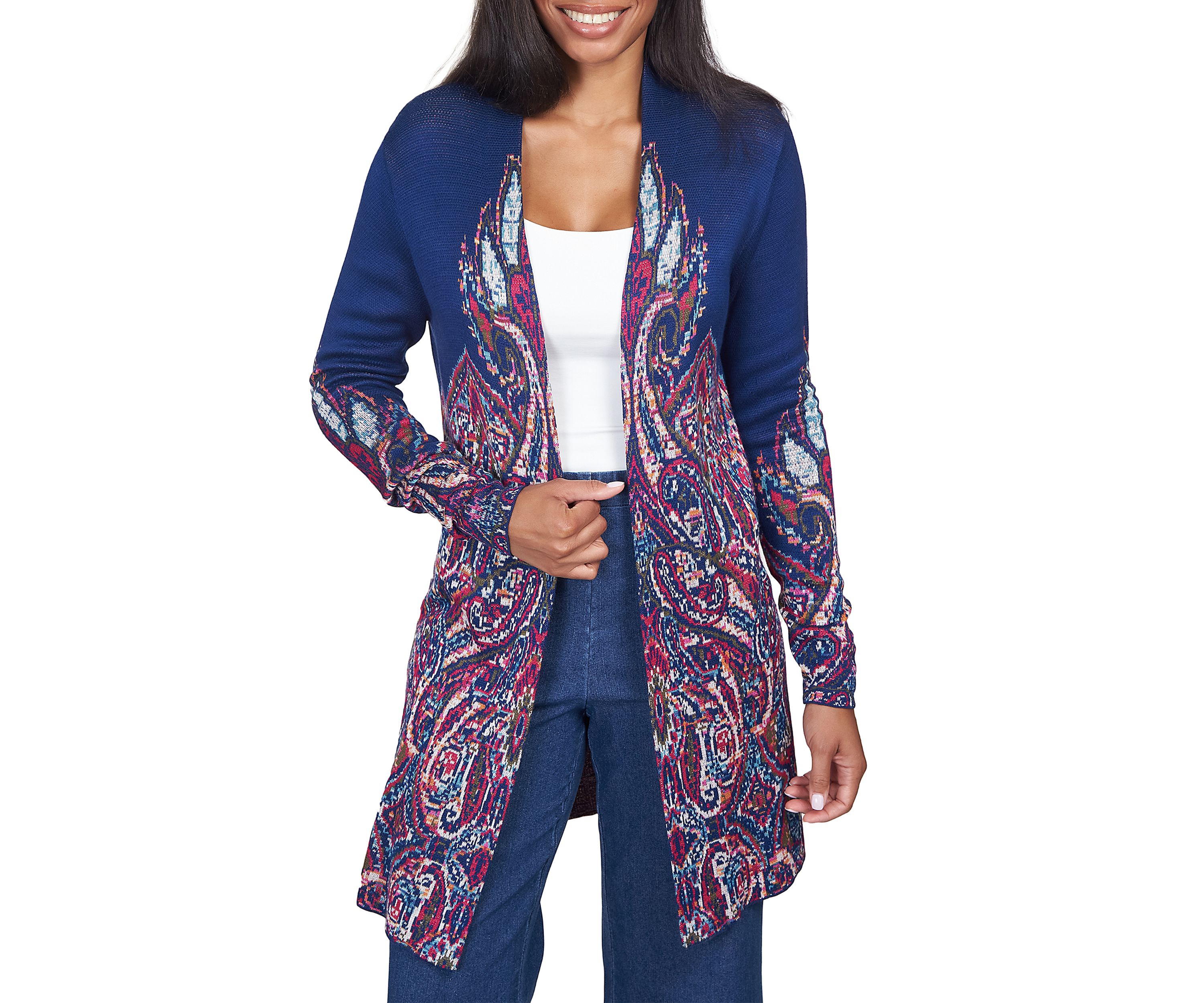 Petite Kaleidoscope Open Front Cardigan