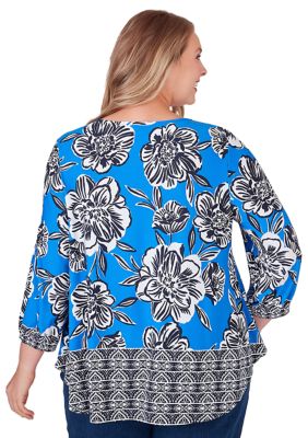 Women's Knit Floral Crepe Top