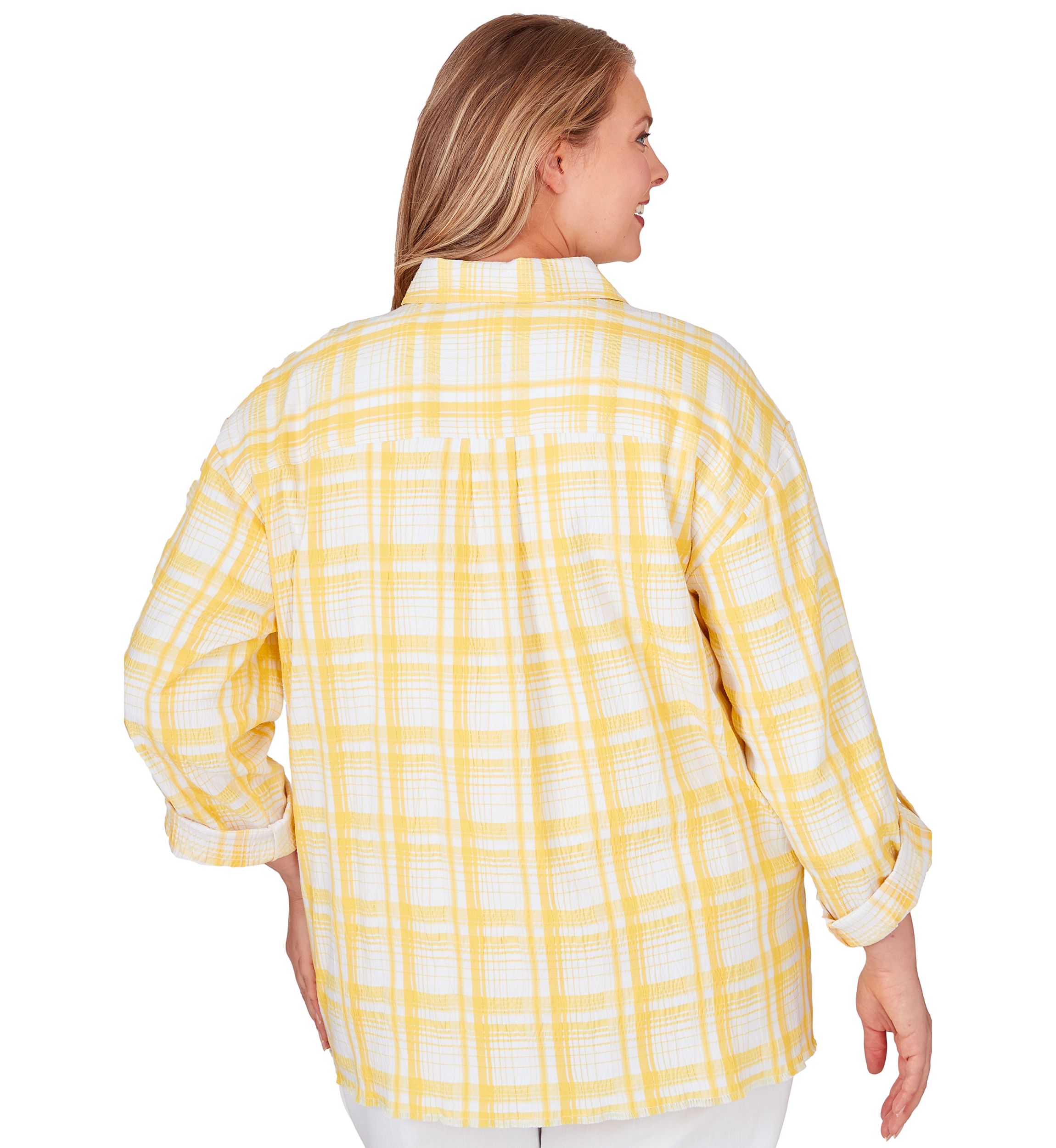 Plus Size Plaid Crepe Shacket