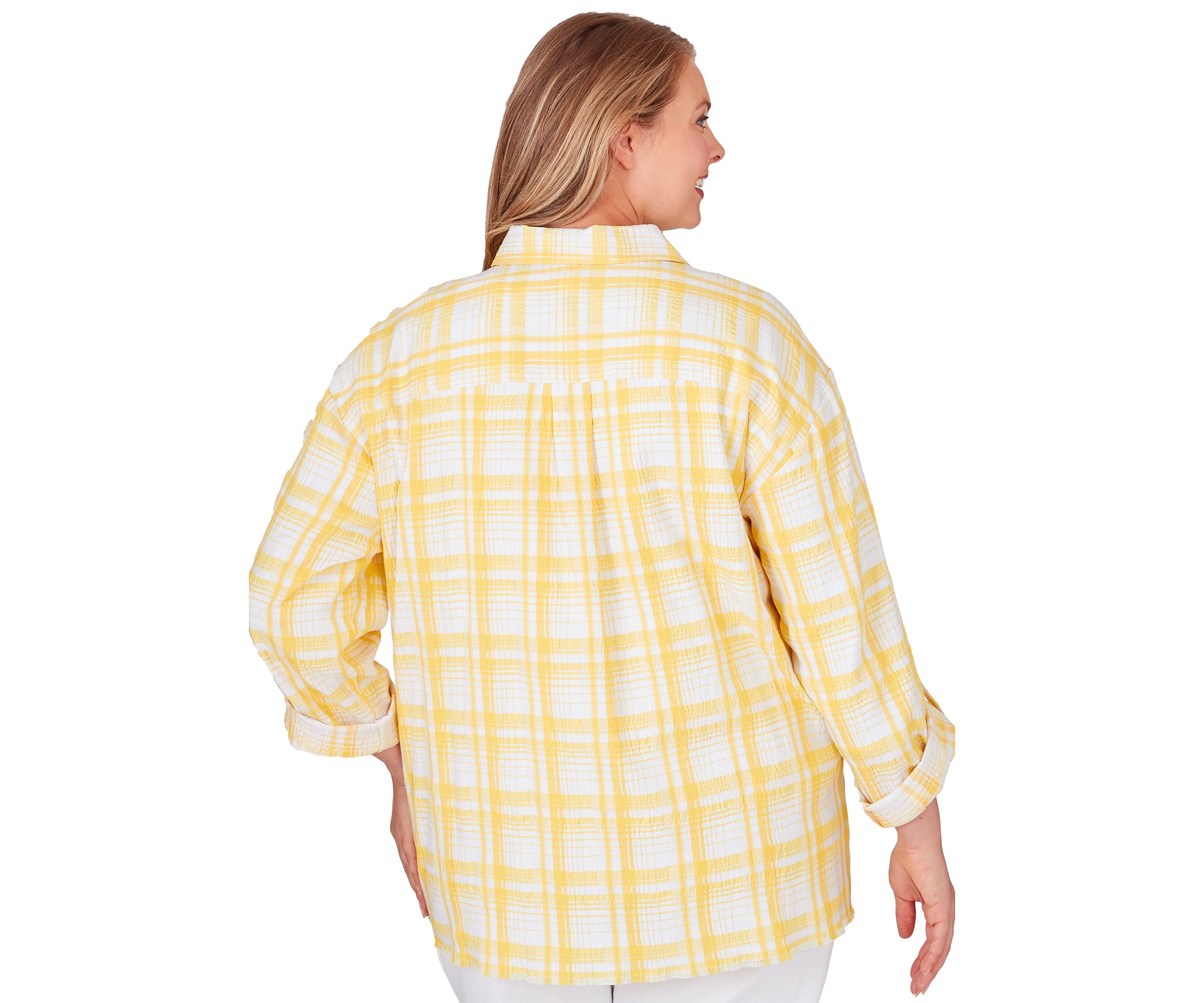 Plus Size Plaid Crepe Shacket