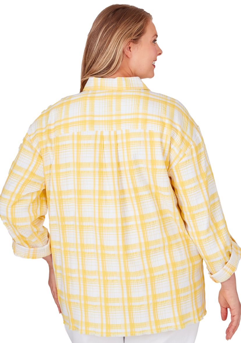 Plus Size Plaid Crepe Shacket