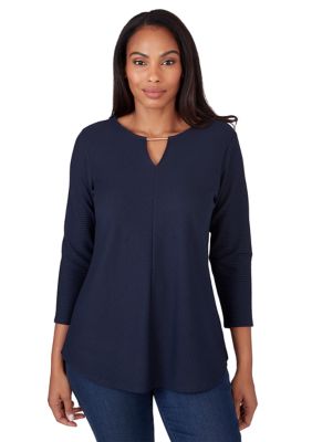 Ruby Rd. Plus Size Keyhole Neck in Blue