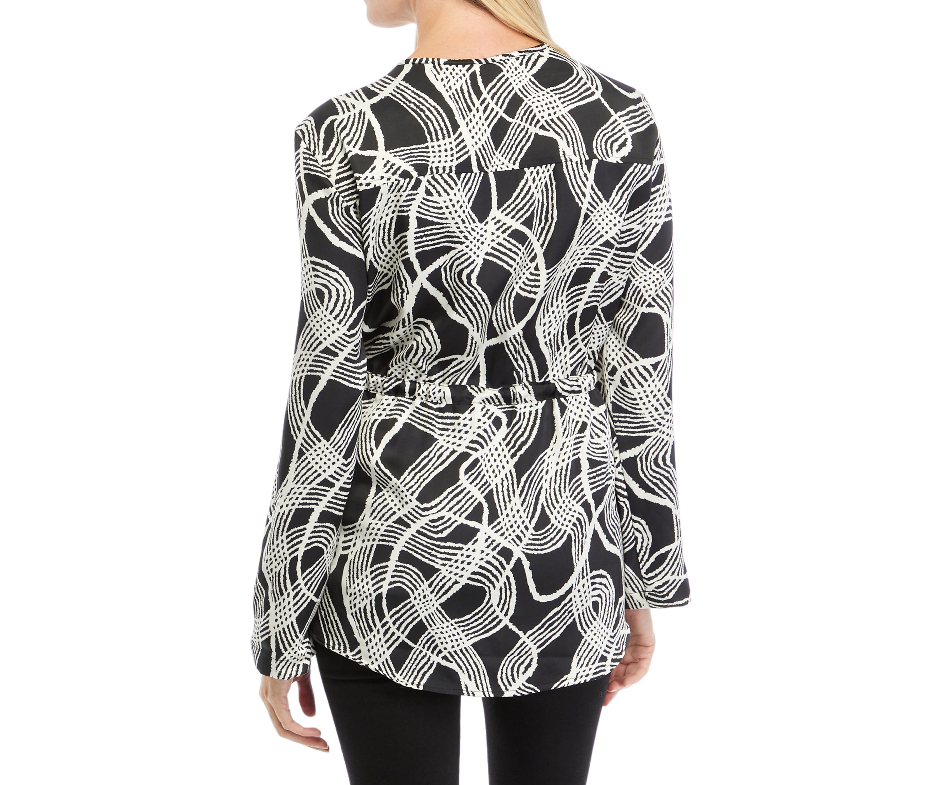 Womens Button Front Printed Charmeuse Jacket 