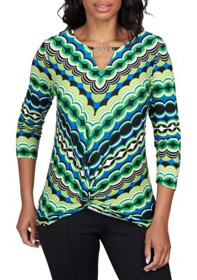 Women's Chevron Printed Twist Front Top