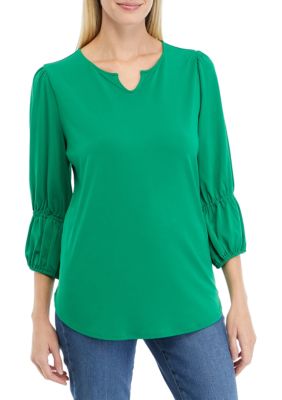 Women's 3/4 Sleeve Solid Stretch Knit Top