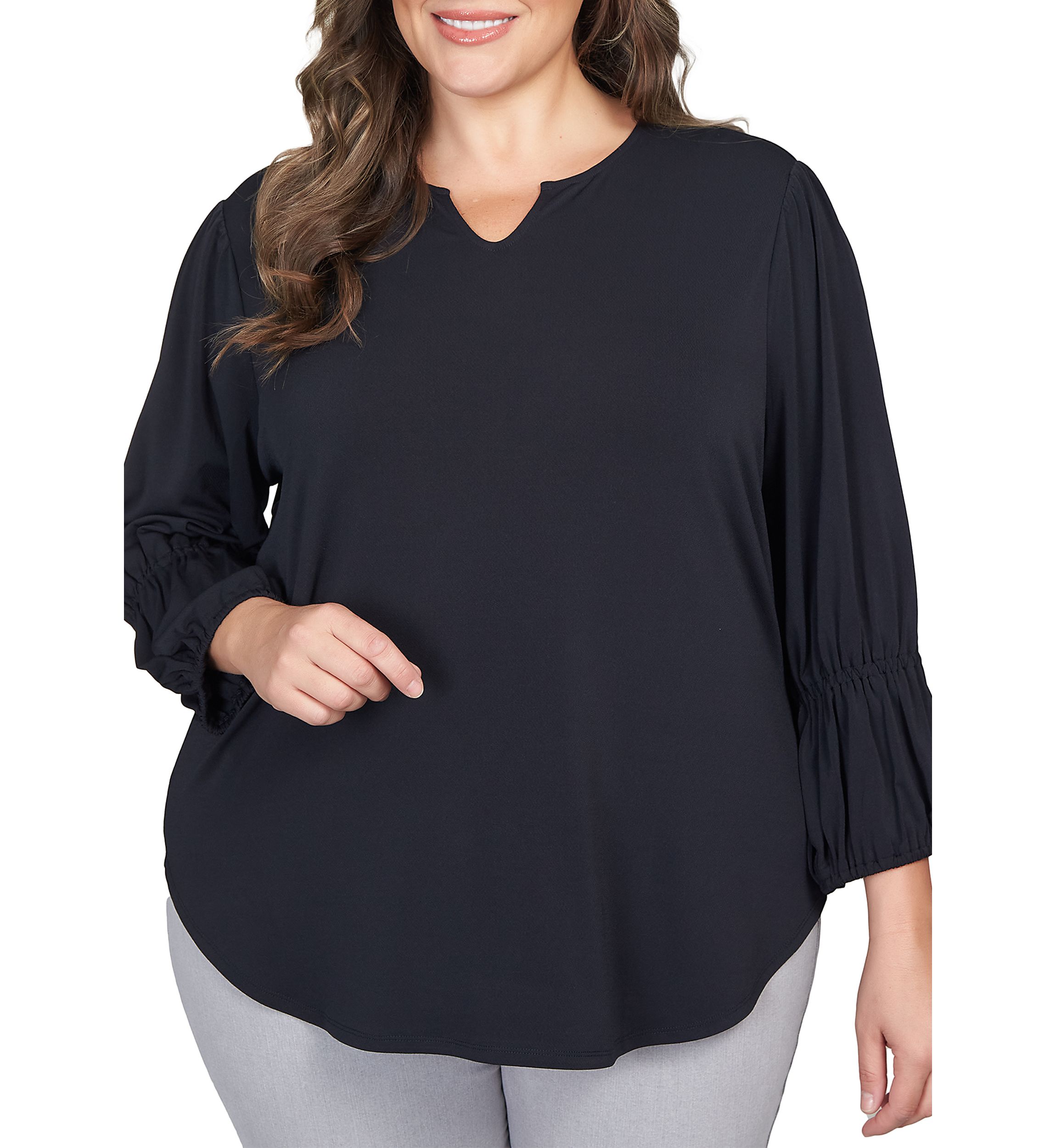 Plus Size Solid Stretch Knit Top