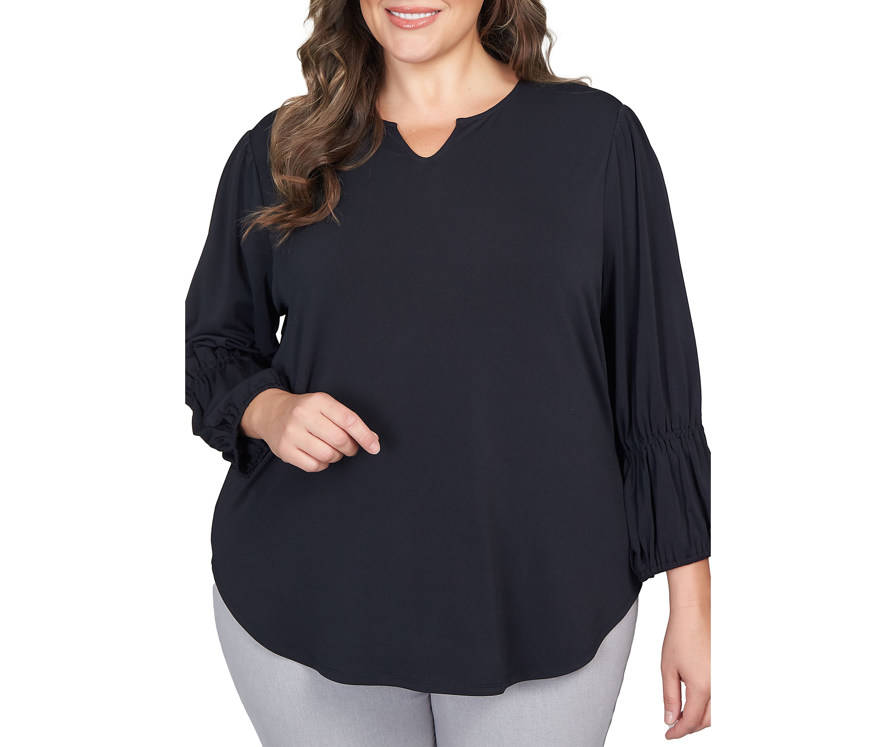 Plus Size Solid Stretch Knit Top