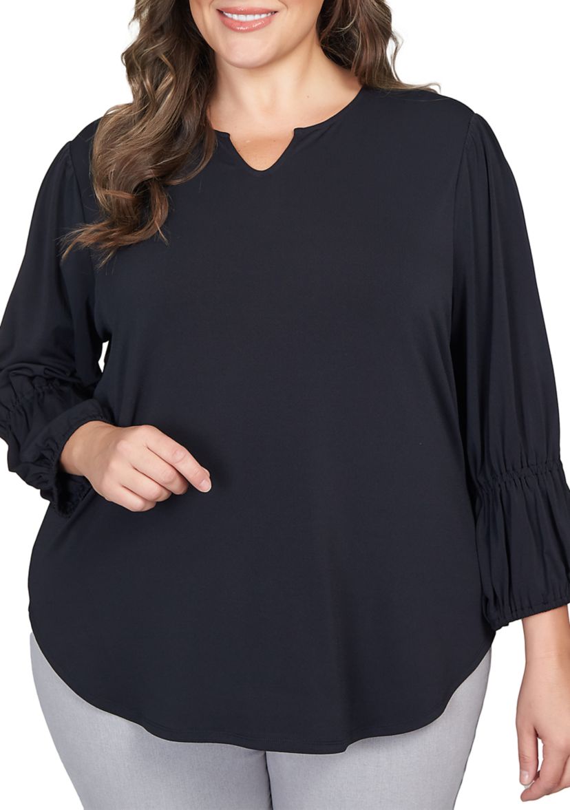 Plus Size Solid Stretch Knit Top
