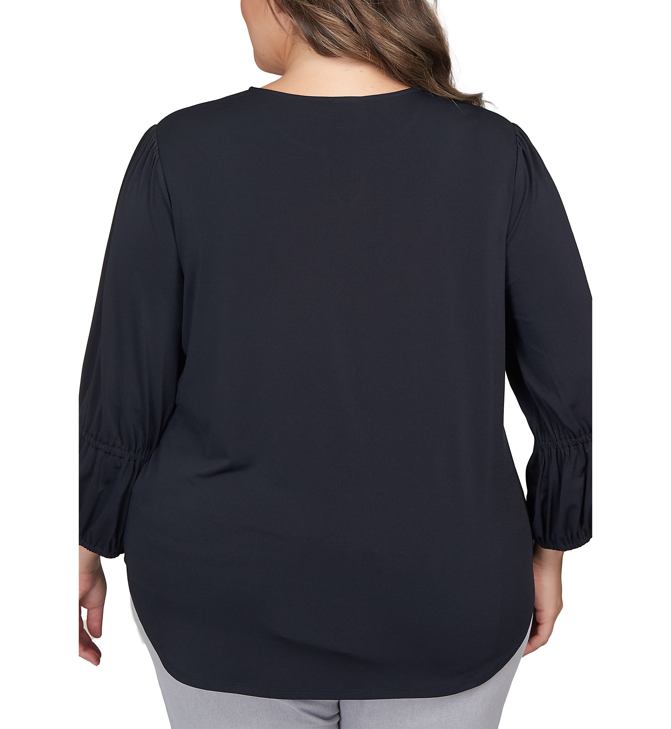 Plus Size Solid Stretch Knit Top