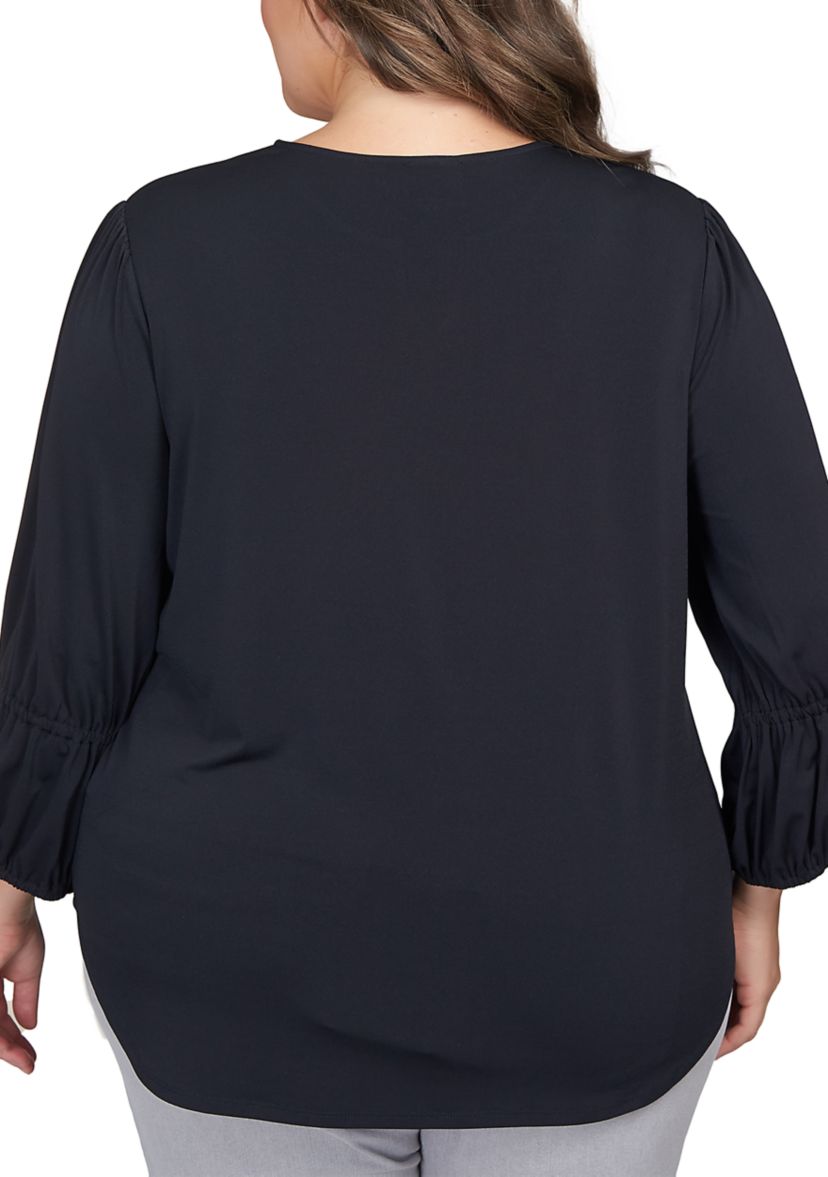 Plus Size Solid Stretch Knit Top