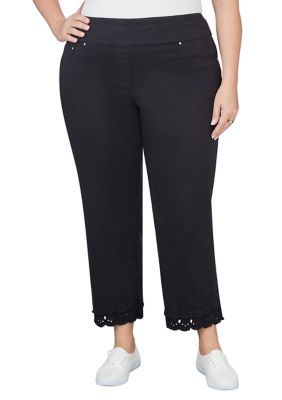 Karen S Women's Plus Size Comfort-Waist Capri Pants Gray Pebble 18W