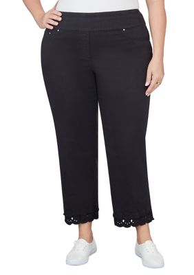 Buy Comfy Cotton Black Plus Size Capris Pants For Women Online In