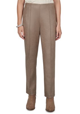 Ruby Rd Women's Petite Front Seam Sueded Ponte Pull-On Ankle Pants, PXL