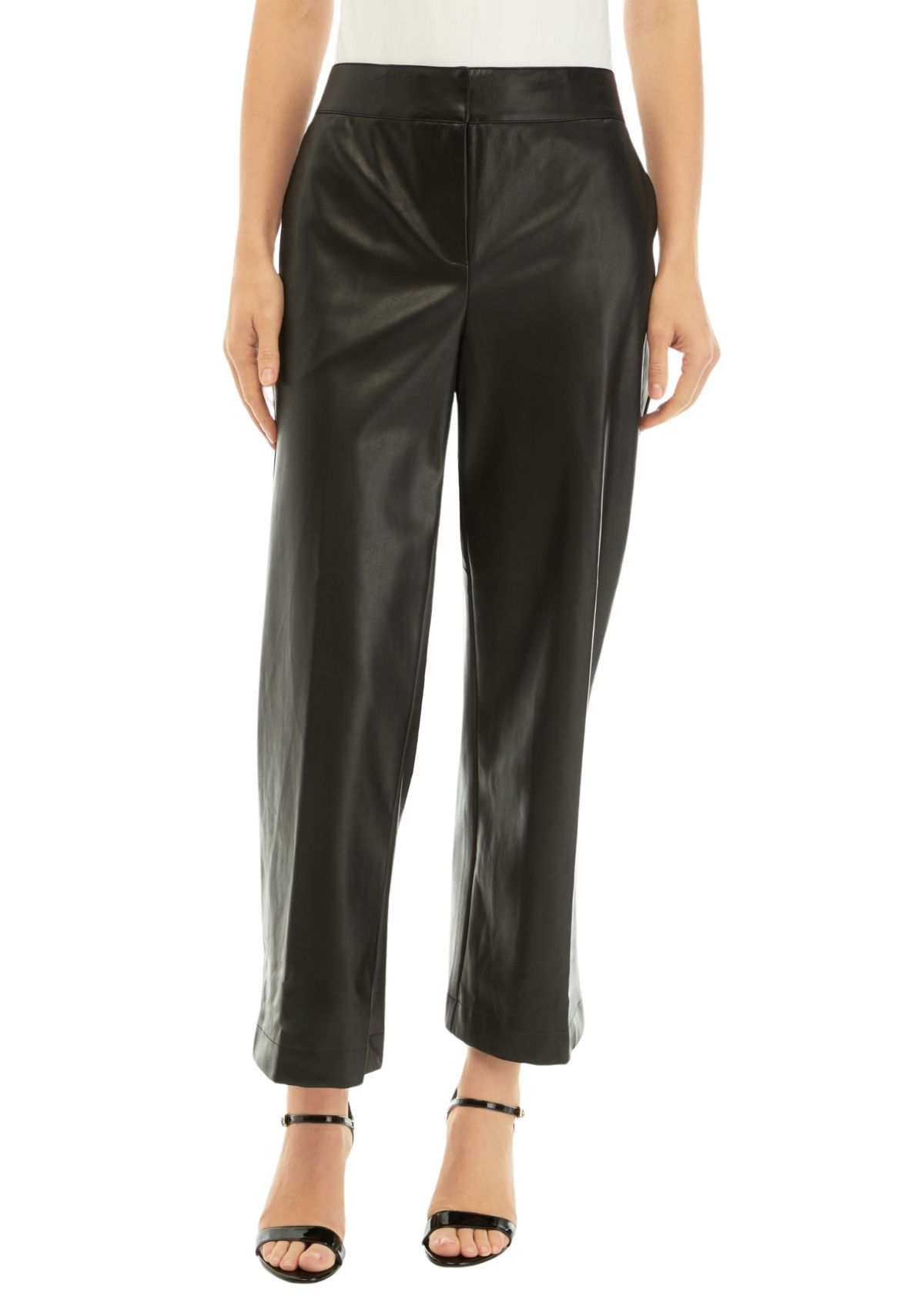 Womens Faux Leather Wide Leg Pants