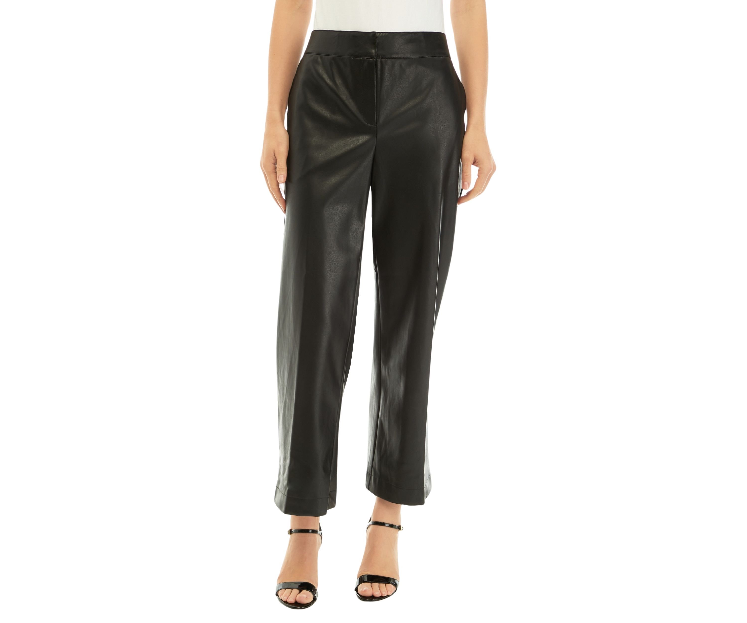 Womens Faux Leather Wide Leg Pants