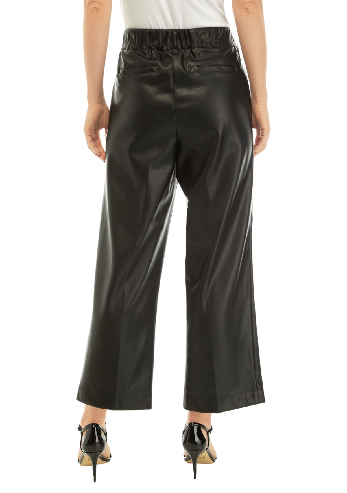 Womens Faux Leather Wide Leg Pants