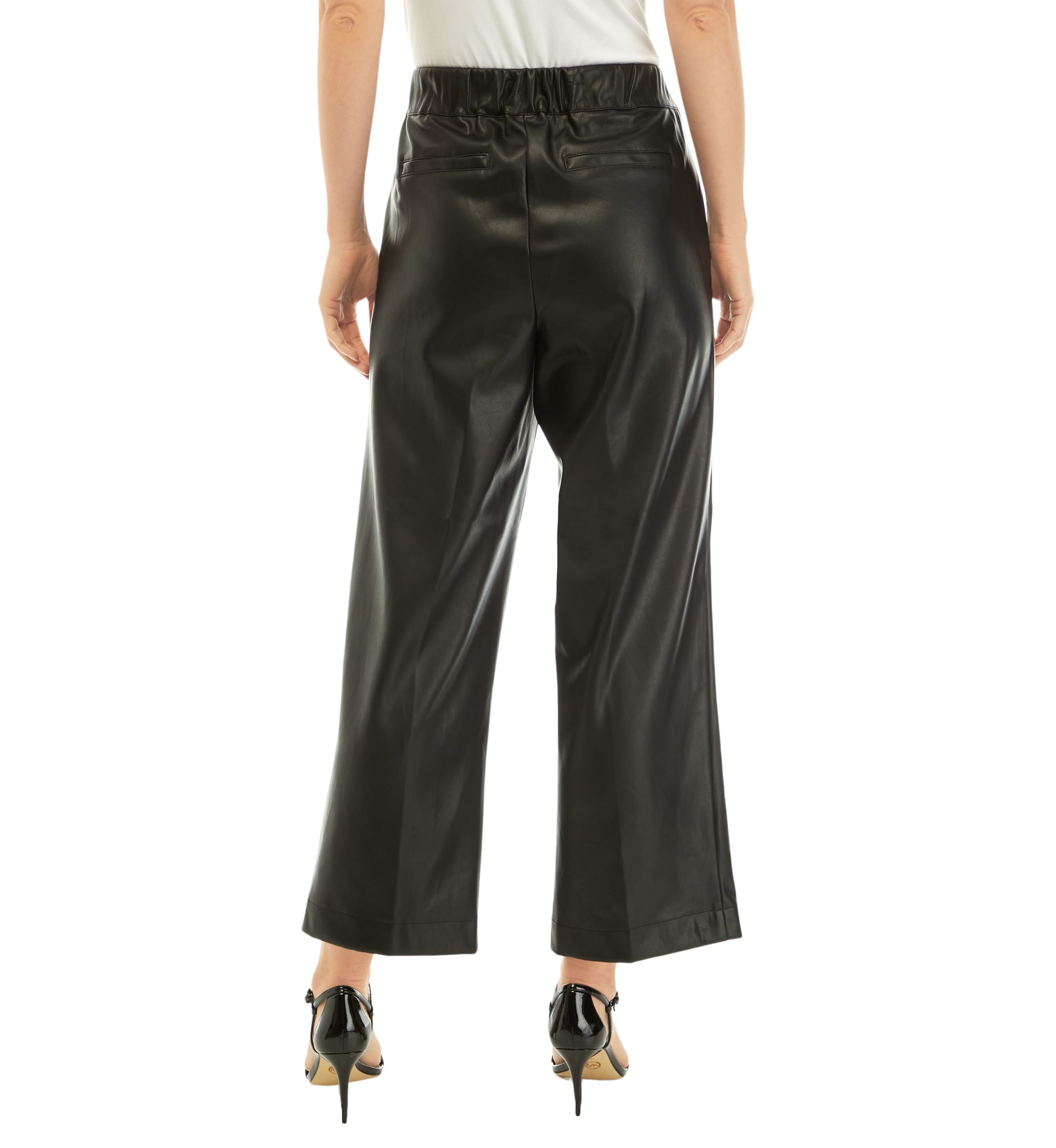 Womens Faux Leather Wide Leg Pants