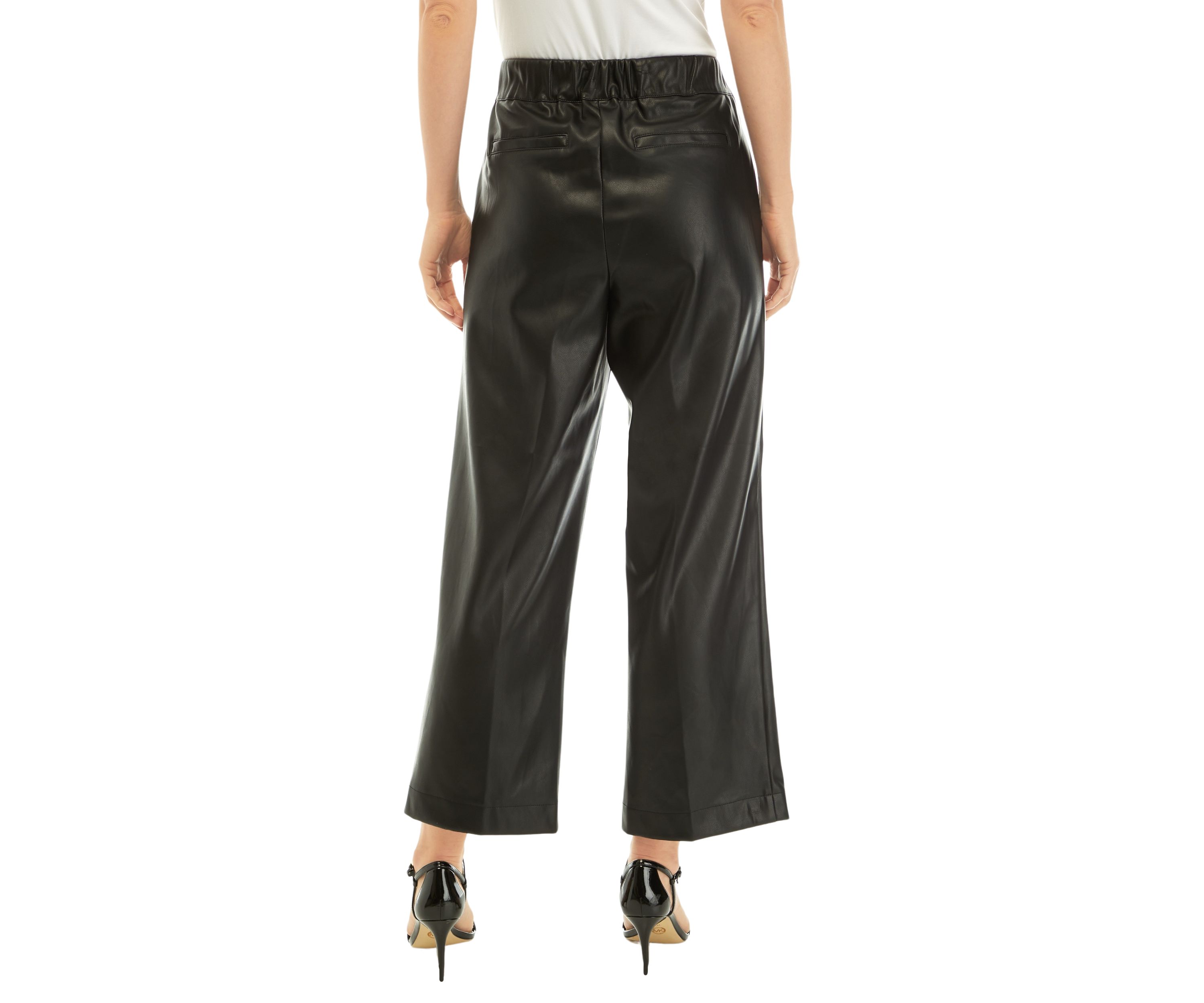 Womens Faux Leather Wide Leg Pants