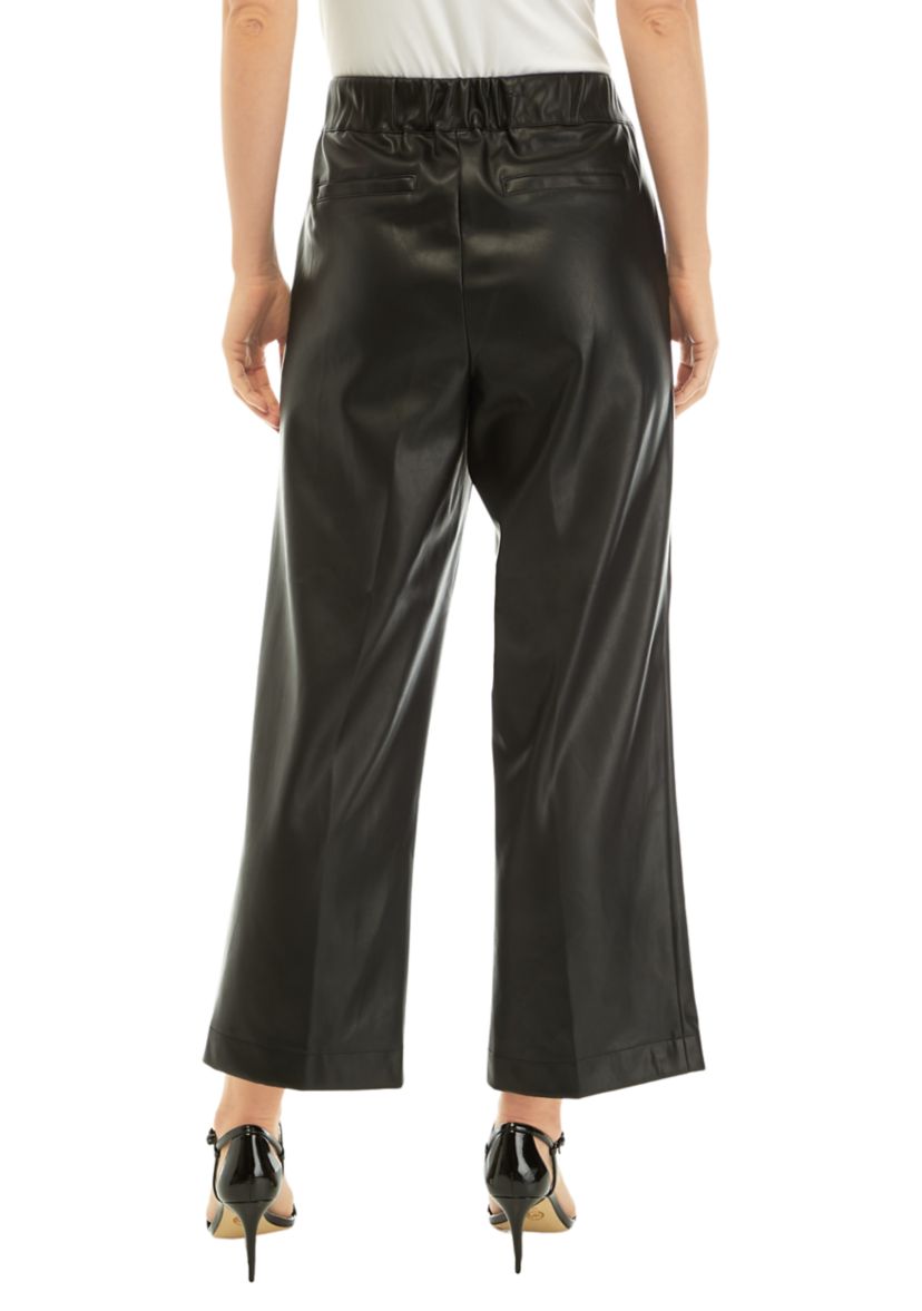 Womens Faux Leather Wide Leg Pants