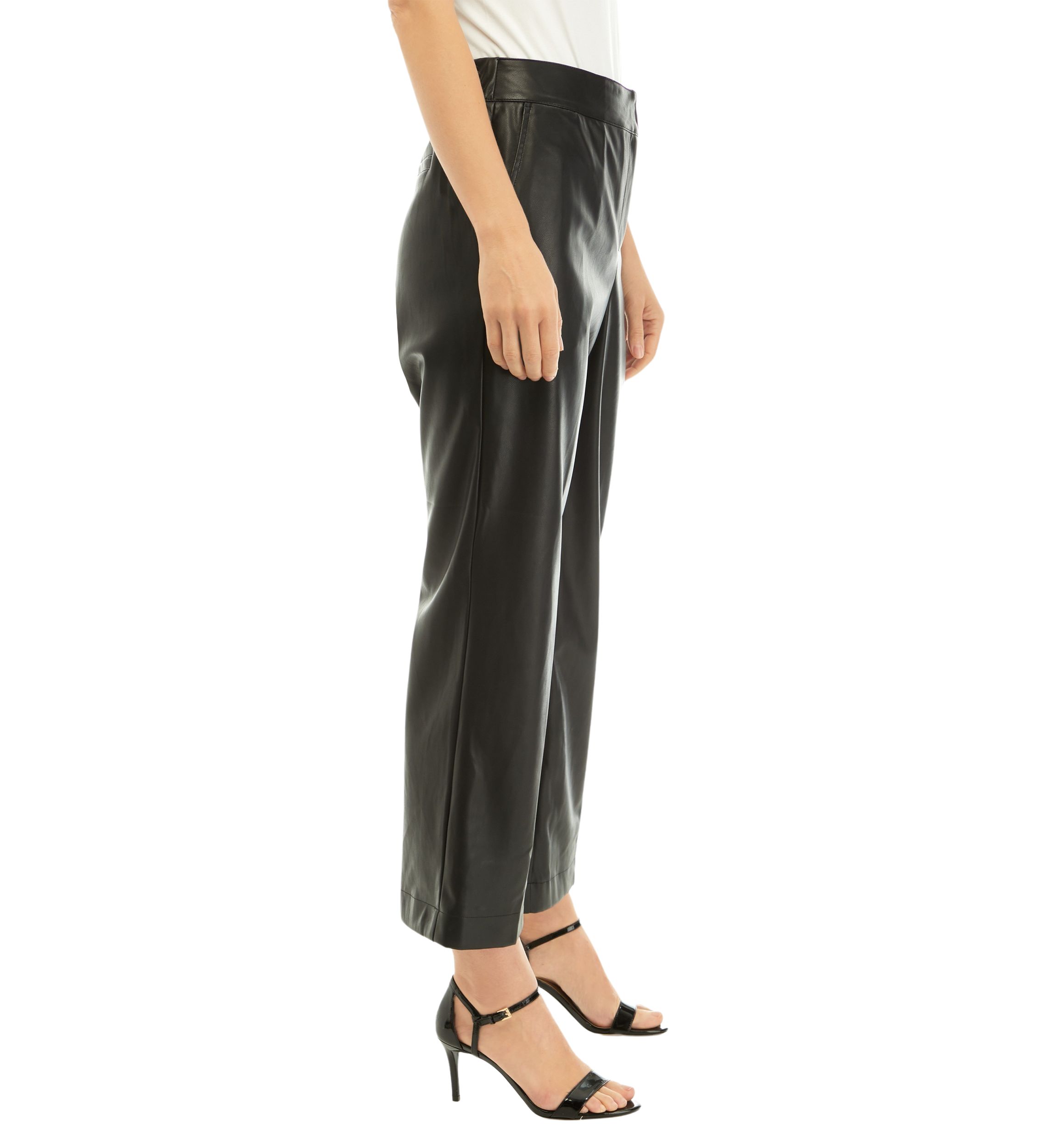 Womens Faux Leather Wide Leg Pants