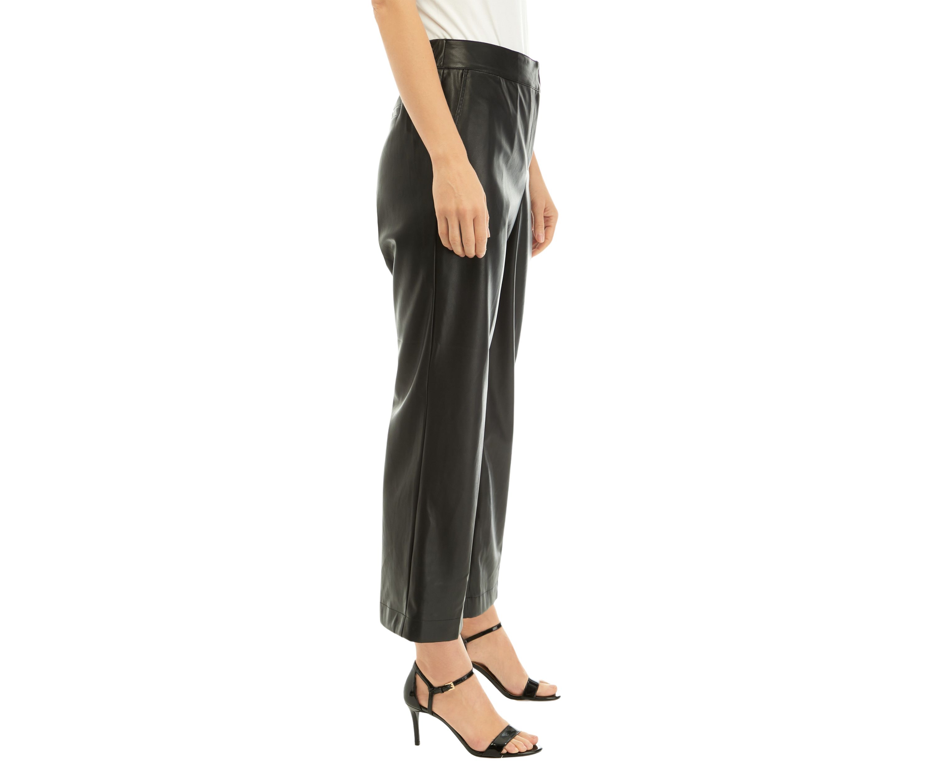 Womens Faux Leather Wide Leg Pants