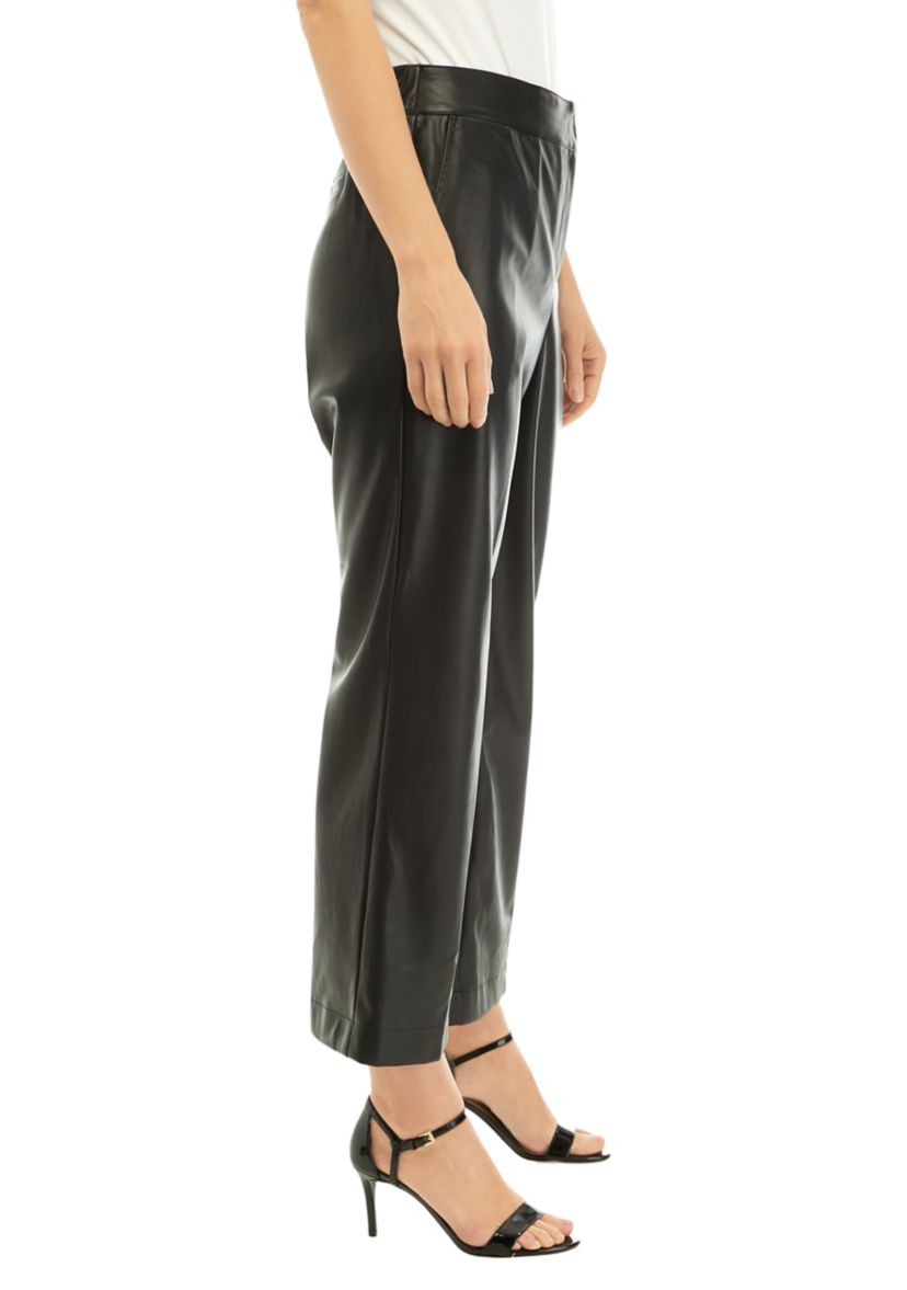 Womens Faux Leather Wide Leg Pants