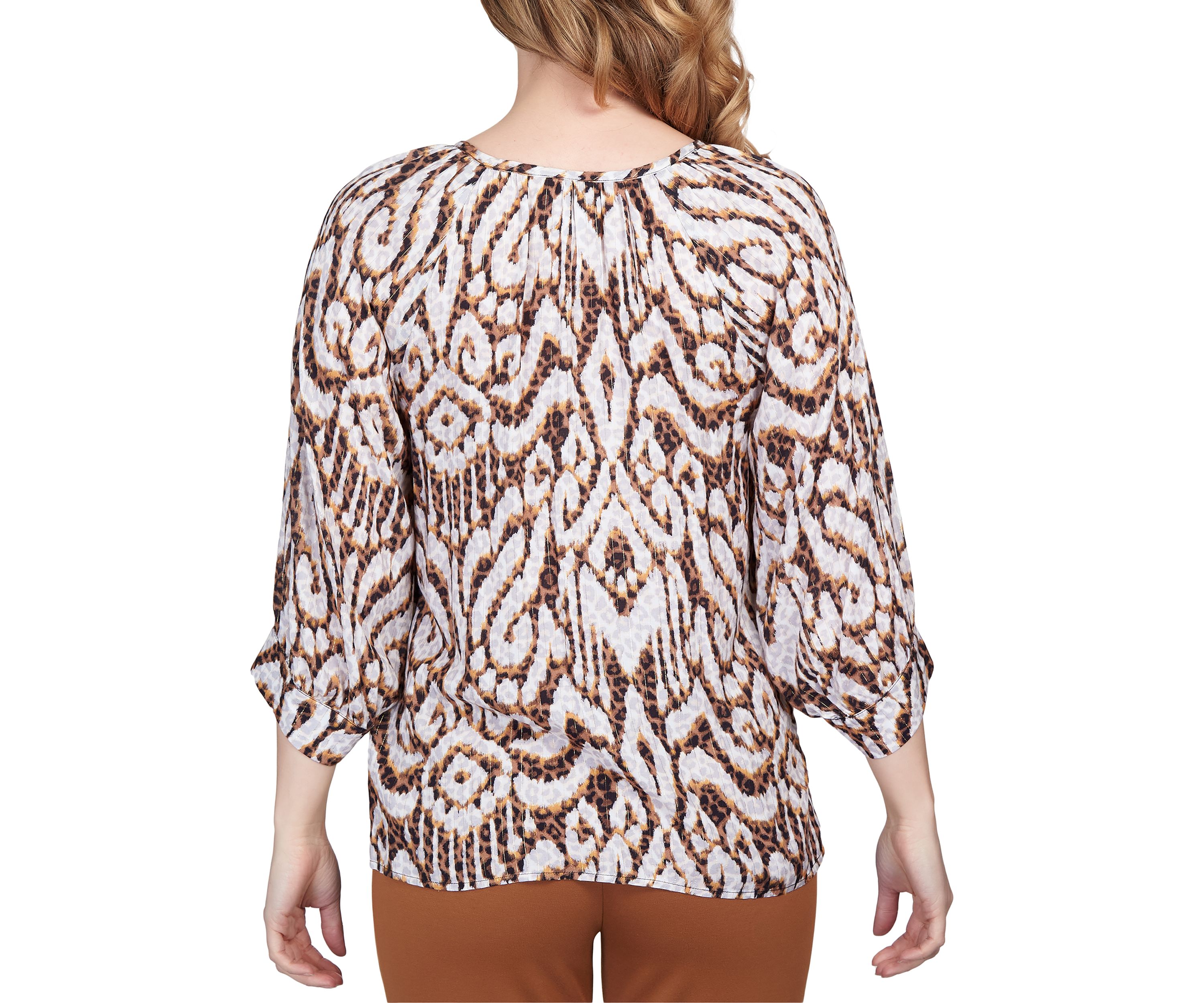 Womens Spot On Split Neck Jaguar Print Top
