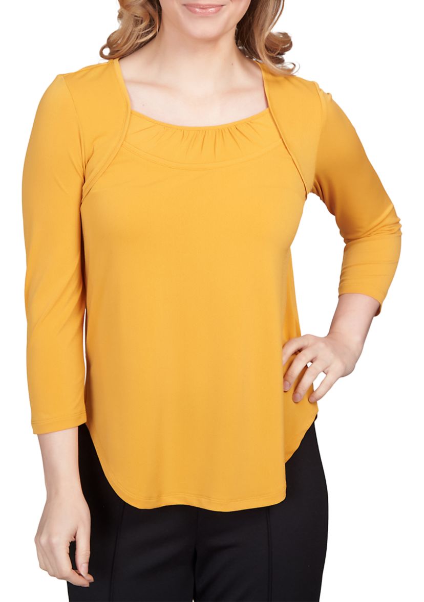 Womens Spot On Solid Square Neck Stretch Top
