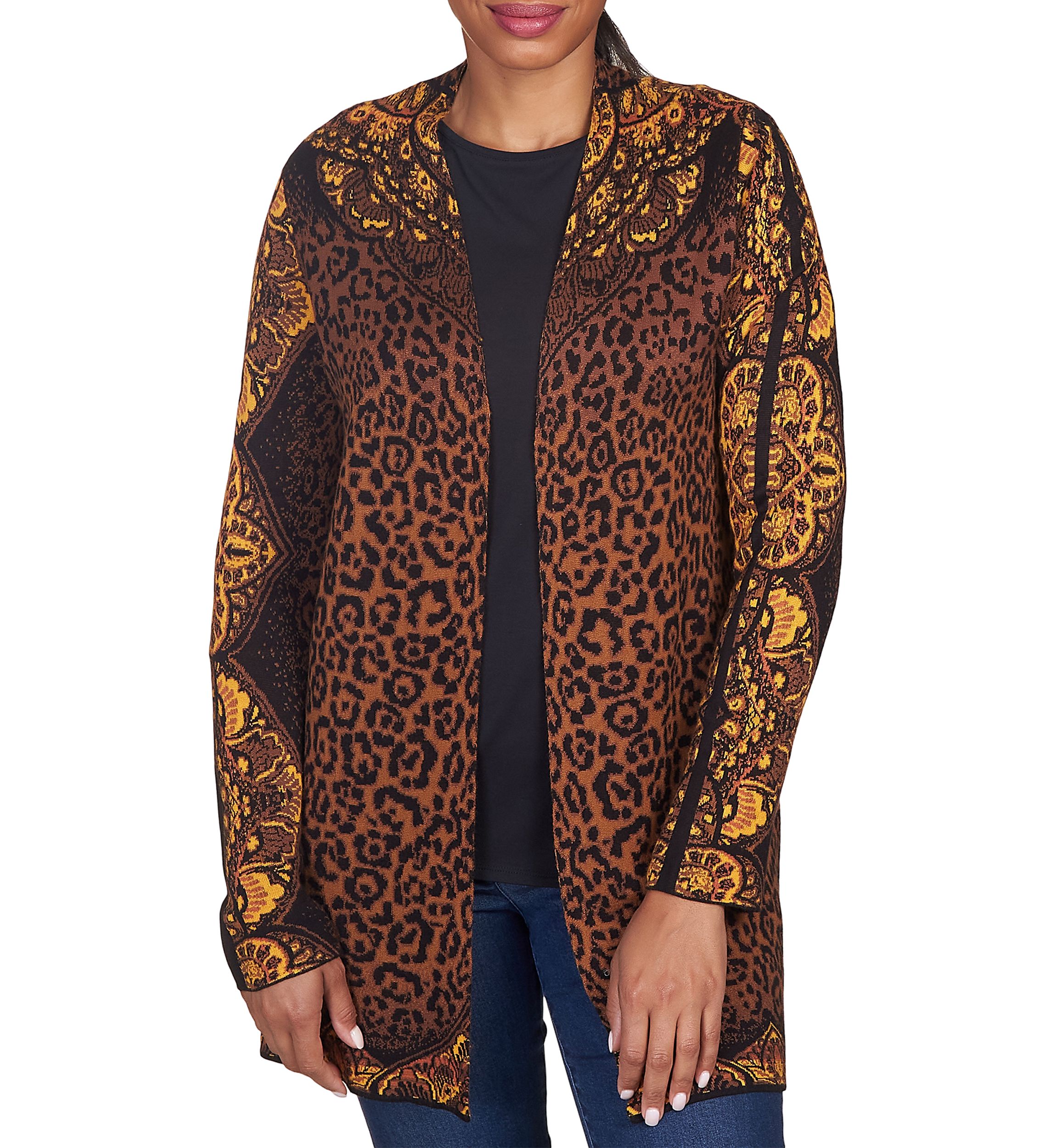 Womens All Over Animal Print Cardigan