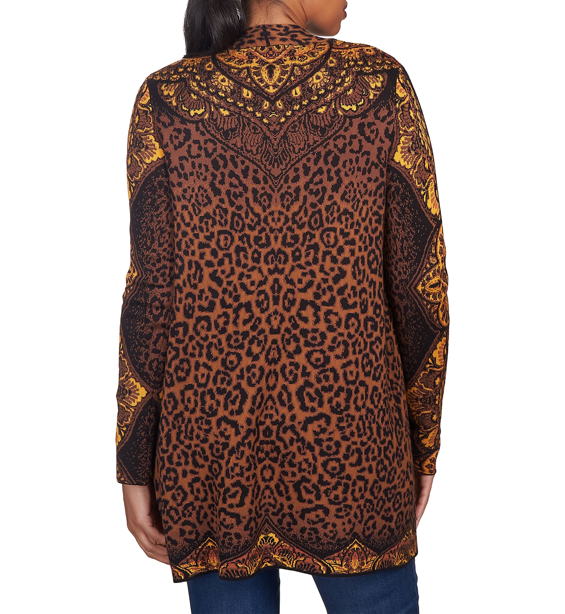 Womens All Over Animal Print Cardigan
