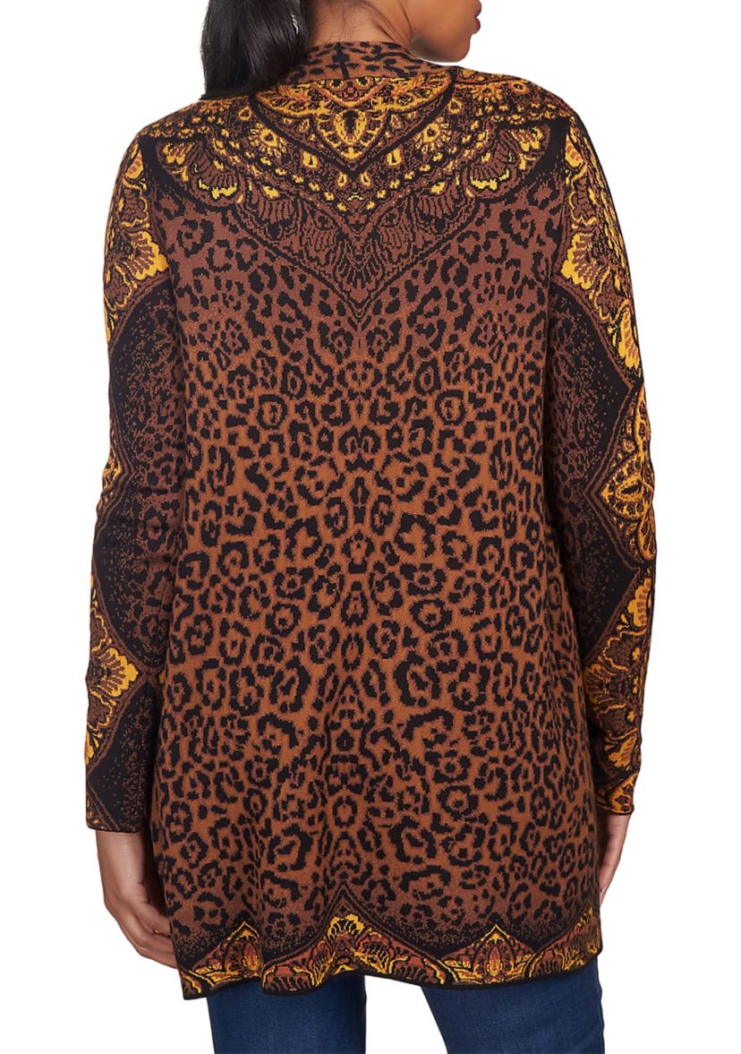 Womens All Over Animal Print Cardigan
