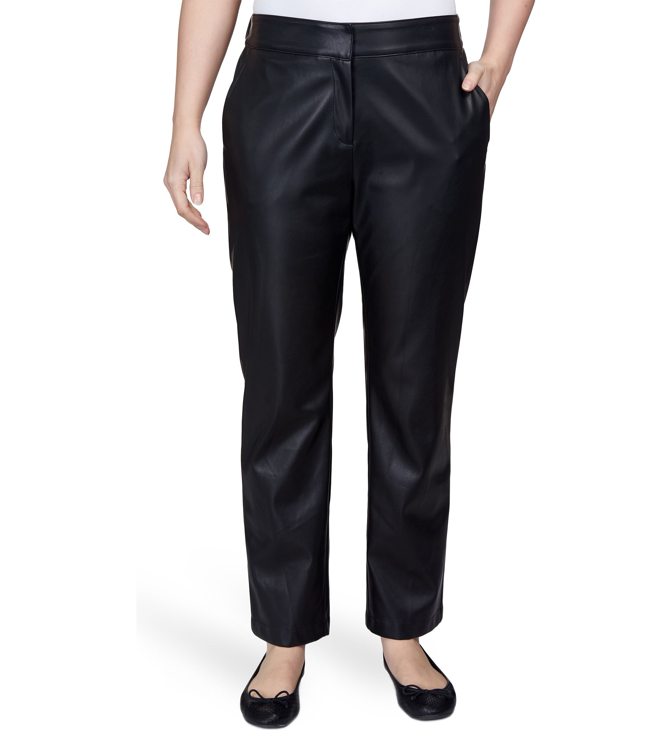 Plus Size Faux Leather Pull On Pants