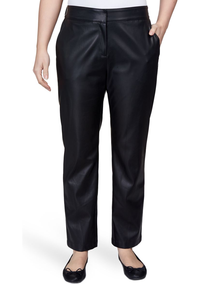Plus Size Faux Leather Pull On Pants