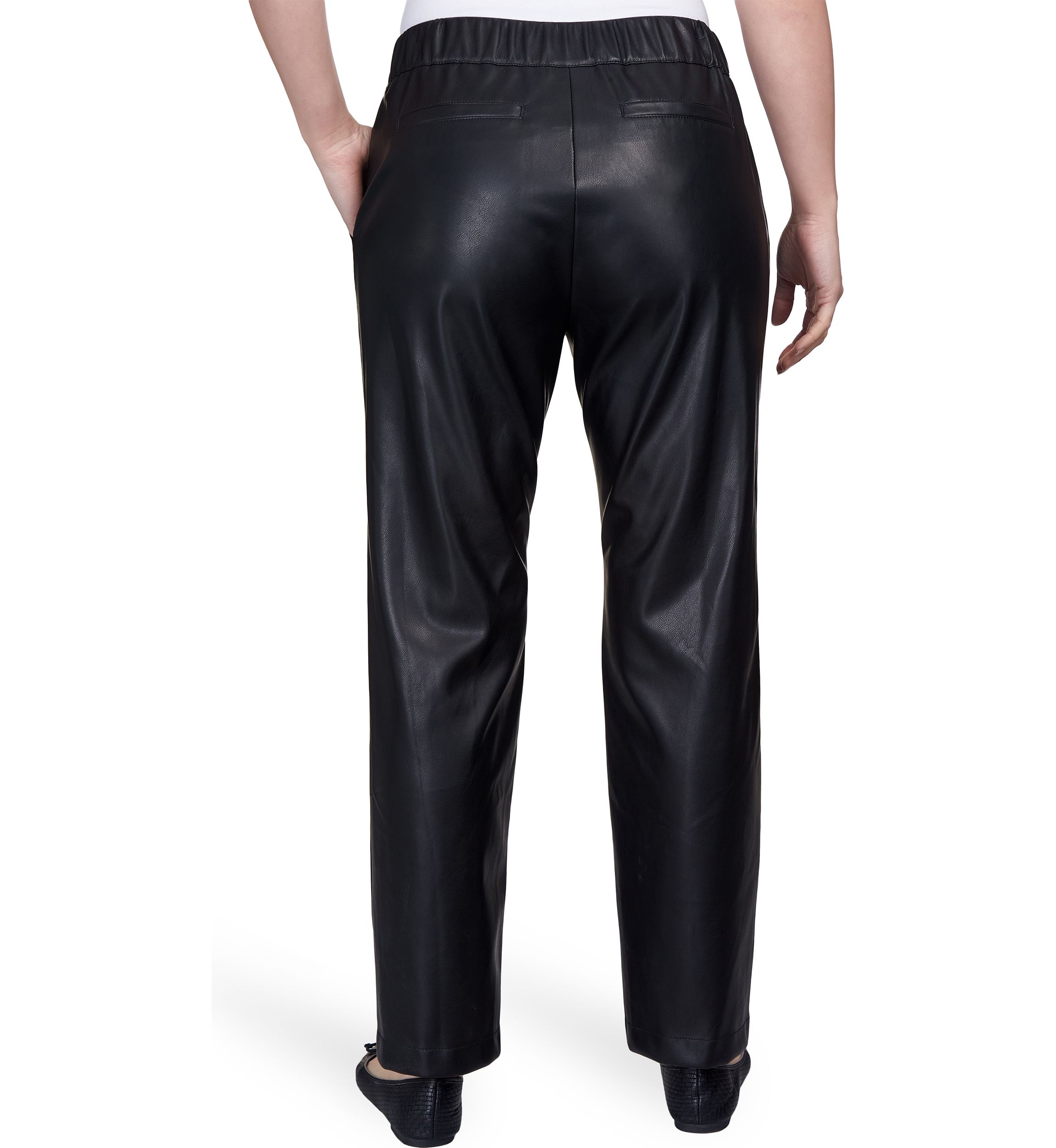 Plus Size Faux Leather Pull On Pants