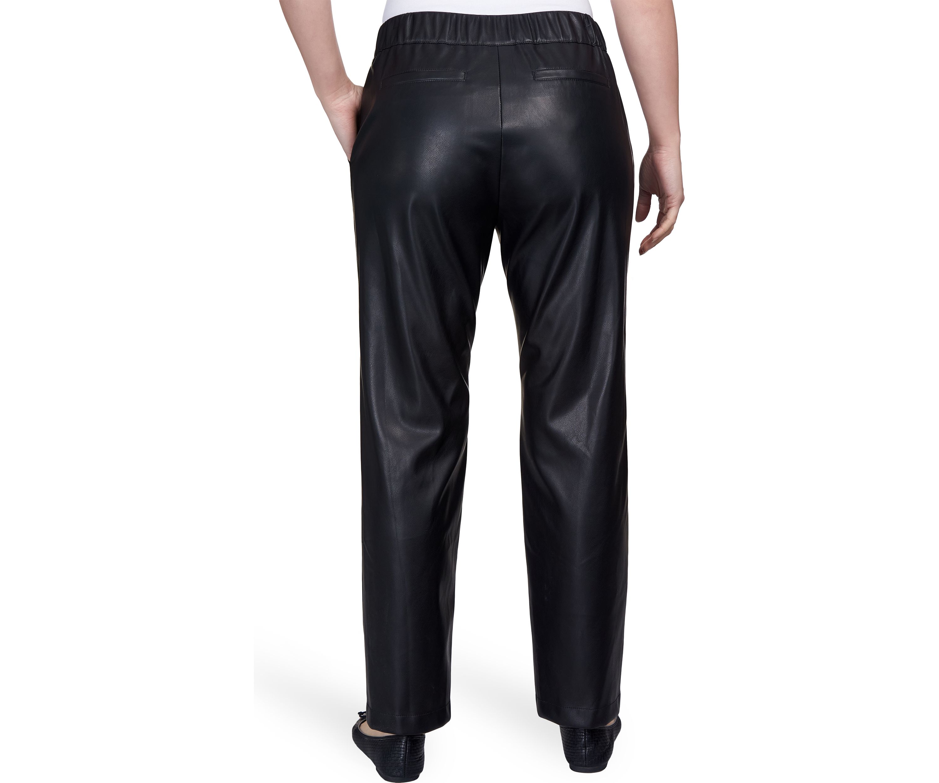 Plus Size Faux Leather Pull On Pants