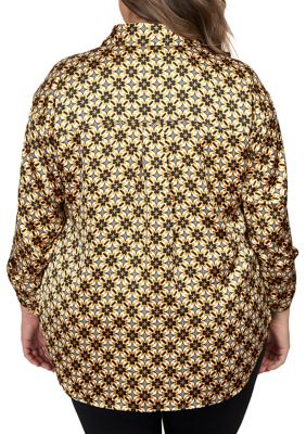 Ruby Rd. Plus Size Woven Printed Silk Top