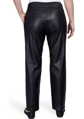 Petite Faux Leather Pull On Pants