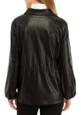 Petite So Faux Leather Anorak Jacket