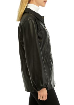 Petite So Faux Leather Anorak Jacket