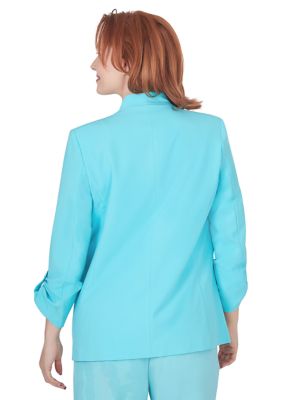 Plus Open Blazer with Roll Tab Sleeves