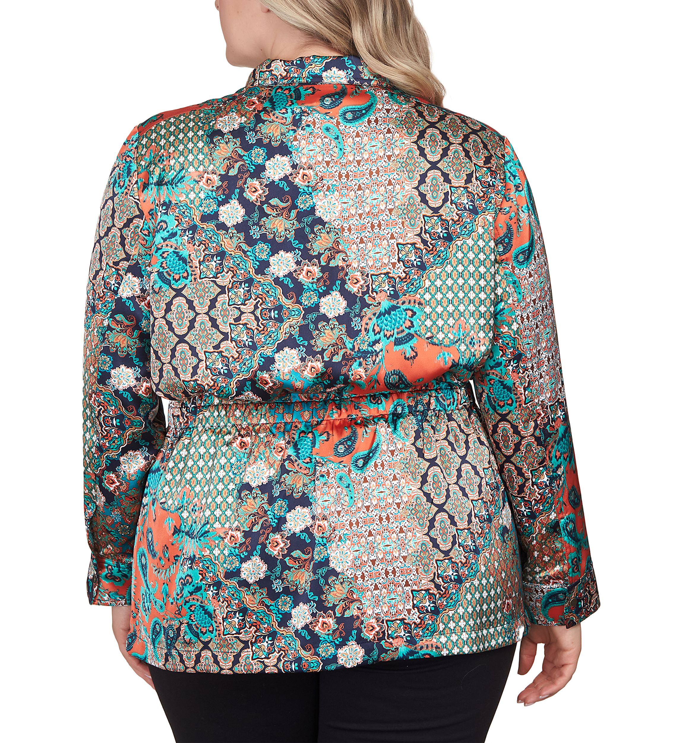 Plus Size Paisley Patchwork Fitted Jacket