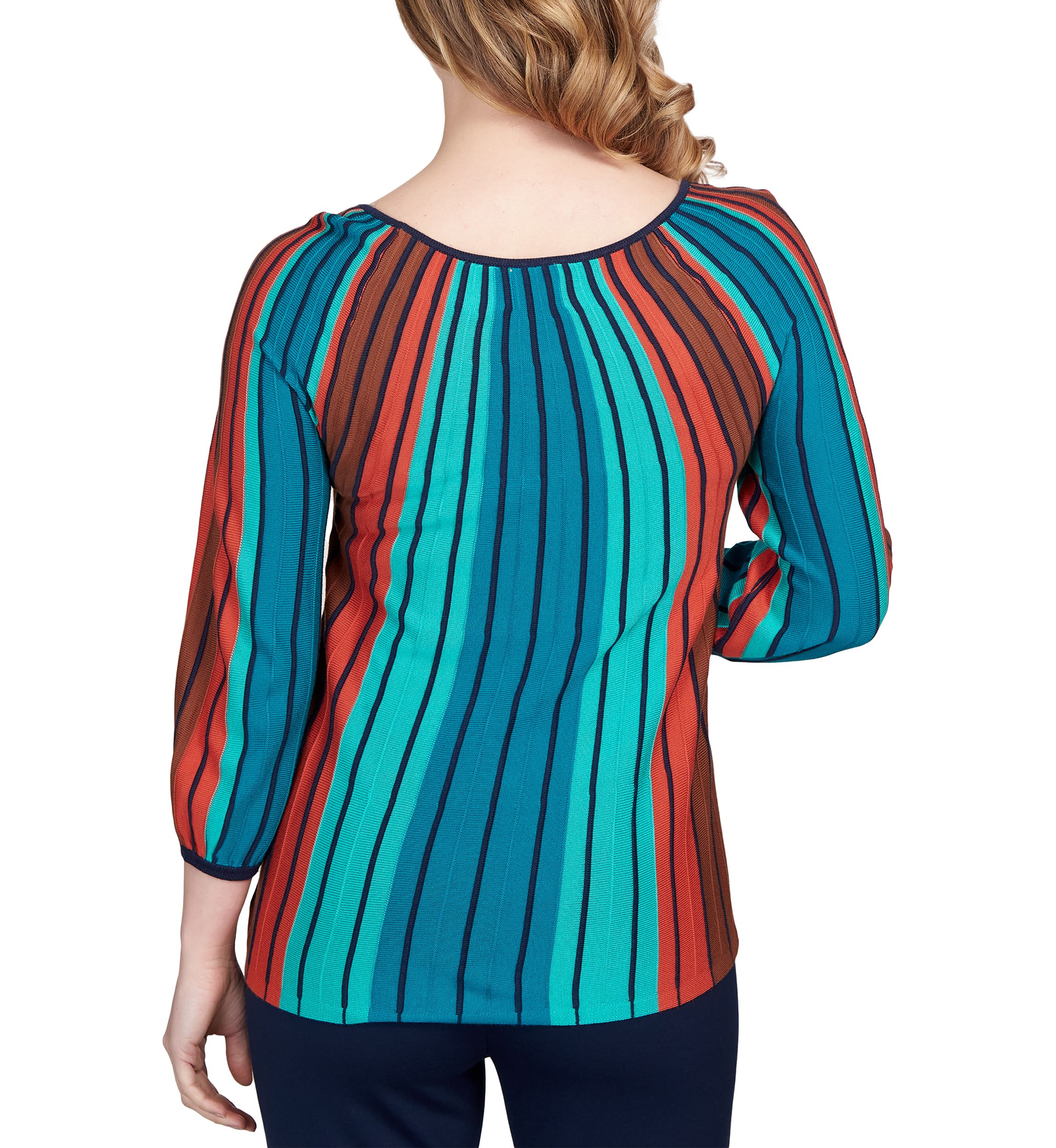 Plus Size Stripe Printed Pleats Sweater
