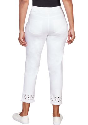 DKNY Jeans Ladies' Mid-Rise Pull On Ponte Pant (Large, Grey Diamond)
