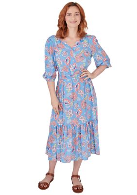 Women's Floral Printed Tiered Peasant Dress