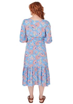 Women's Floral Printed Tiered Peasant Dress