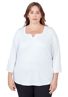 Ruby Rd. Women's Plus-Size 1x1 Rib Square Neck Sleeveless Tank, White, 3X  price in UAE,  UAE